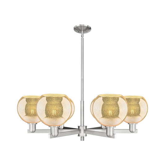 Innovations Athens 38in 6-Light Chandelier | Industrial Satin Nickel and Mercury Glass | Dining Room & Living Room | Model 716-6CR-SN-G128-8