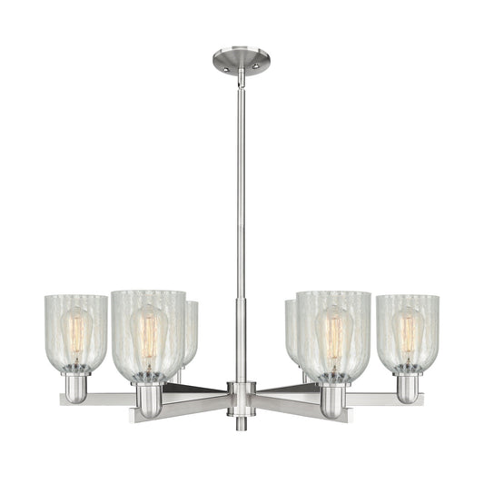 Innovations Caledonia 35in 6-Light Chandelier | Industrial Satin Nickel and Mouchette Glass | Dining Room & Living Room | Model 716-6CR-SN-G2511