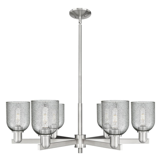 Innovations Caledonia 35in 6-Light Chandelier | Industrial Satin Nickel and Charcoal Glass | Kitchen Island & Dining Room | Model 716-6CR-SN-G257