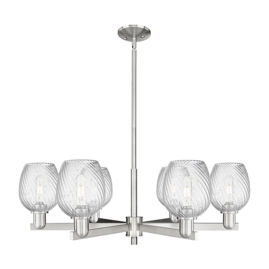 Innovations Salina 35.5in 6-Light Chandelier | Industrial Satin Nickel and Clear Spiral Fluted Glass | Dining Room & Living Room | Model 716-6CR-SN-G292
