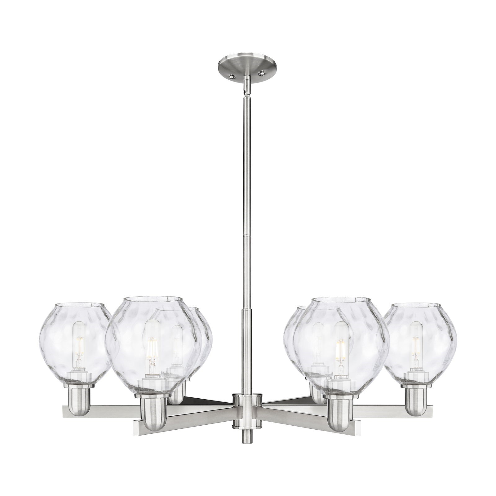 Innovations Waverly 36in 6-Light Chandelier | Industrial Satin Nickel and Clear Glass | Dining Room & Living Room | Model 716-6CR-SN-G362