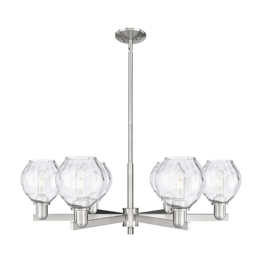 Innovations Waverly 36in 6-Light Chandelier | Industrial Satin Nickel and Clear Glass | Dining Room & Living Room | Model 716-6CR-SN-G362