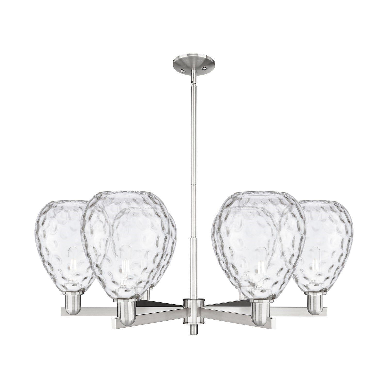 Innovations Waverly 38in 6-Light Chandelier | Industrial Satin Nickel Steel and Clear Glass | Dining Room & Living Room | Model 716-6CR-SN-G372