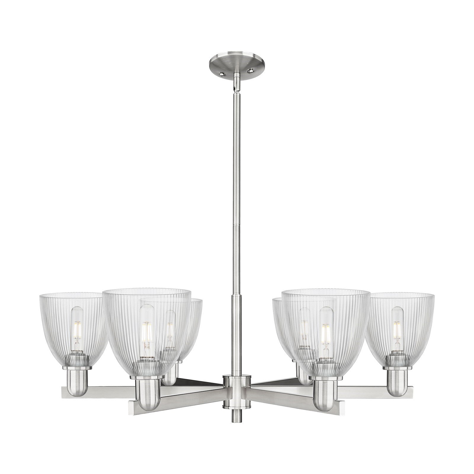 Innovations Castile 36in 6-Light Chandelier | Industrial Satin Nickel and Clear Glass | Dining Room & Living Room | Model 716-6CR-SN-G382