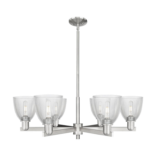 Innovations Castile 36in 6-Light Chandelier | Industrial Satin Nickel and Clear Glass | Dining Room & Living Room | Model 716-6CR-SN-G382