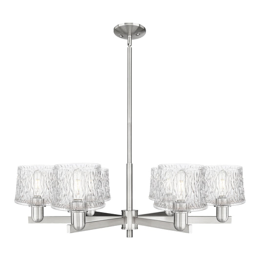 Innovations Niagara 36in 6-Light Chandelier | Industrial Satin Nickel and Clear Glass | Dining Room & Living Room | Model 716-6CR-SN-G402
