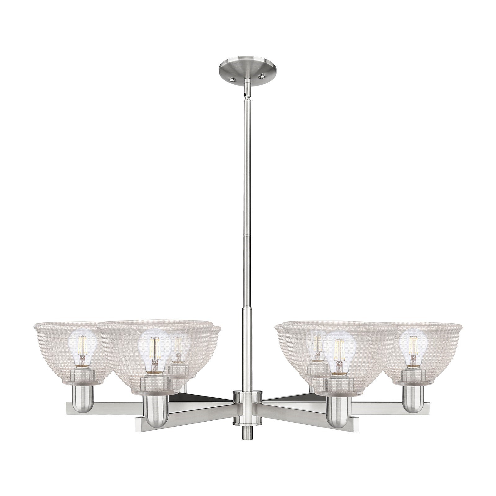 Innovations Arietta 38in 6-Light Chandelier | Industrial Satin Nickel and Clear Glass | Dining Room & Living Room | Model 716-6CR-SN-G422