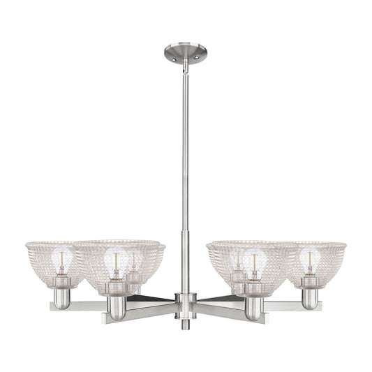 Innovations Arietta 38in 6-Light Chandelier | Industrial Satin Nickel and Clear Glass | Dining Room & Living Room | Model 716-6CR-SN-G422
