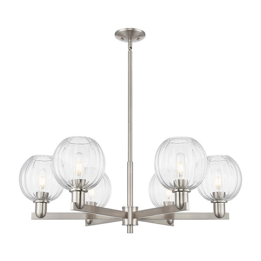 Innovations Preston 6Lt 24" Globe Stem Chandelier, SN/CL - 716-6CR-SN-G458-7CL