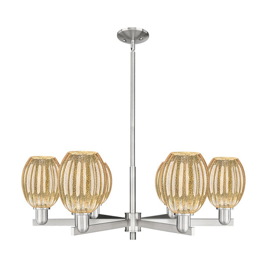 Innovations Preston 6Lt 24" Bell Stem Chandelier, SN/MC - 716-6CR-SN-G459-6ME