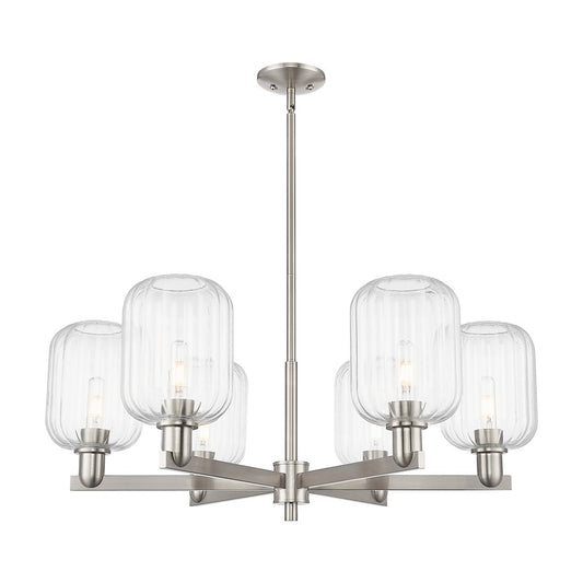 Innovations Preston 6Lt 24" Jar Stem Chandelier, SN/Clear - 716-6CR-SN-G460-7CL