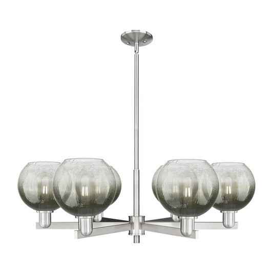 Innovations Brookhaven Globe 38in 6-Light Chandelier | Industrial Satin Nickel Steel and Slate Glass | Dining Room & Living | Model 716-6CR-SN-G483-8SL