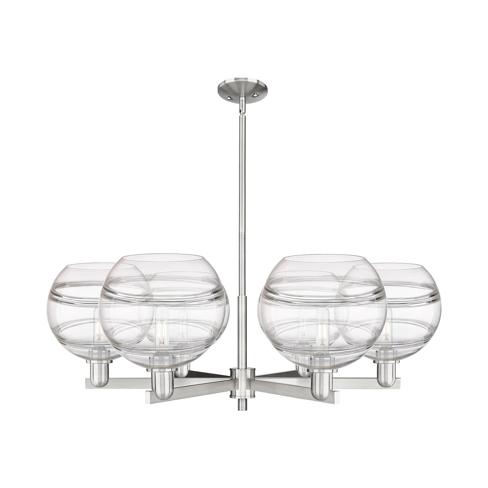 Innovations Rochester 40in 6-Light Chandelier | Industrial Satin Nickel Steel and Clear Glass | Dining Room & Living Room | Model 716-6CR-SN-G556-10CL