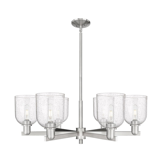 Innovations Bella 35in 6-Light Chandelier | Industrial Satin Nickel and Seedy Glass | Dining Room & Living Room | Model 716-6CR-SN-G558-6SDY