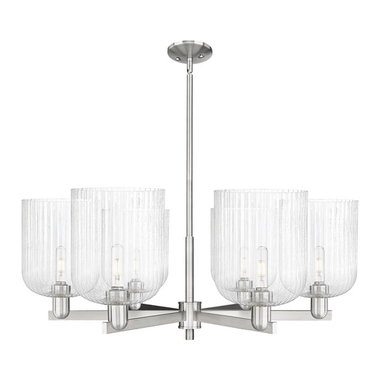 Innovations Bridal Veil 38in 6-Light Chandelier | Industrial Satin Nickel and Seedy Glass | Dining Room & Living Room | Model 716-6CR-SN-G559-8SDY