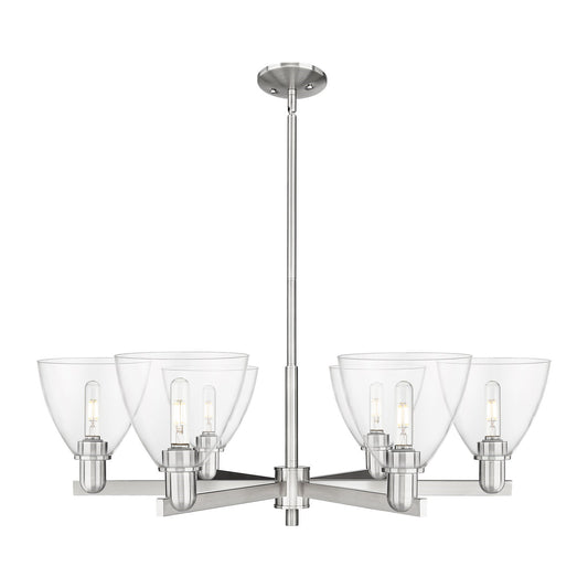 Innovations Bristol 37in 6-Light Chandelier | Industrial Satin Nickel Steel and Clear Glass | Dining Room & Living Room | Model 716-6CR-SN-GBD-752