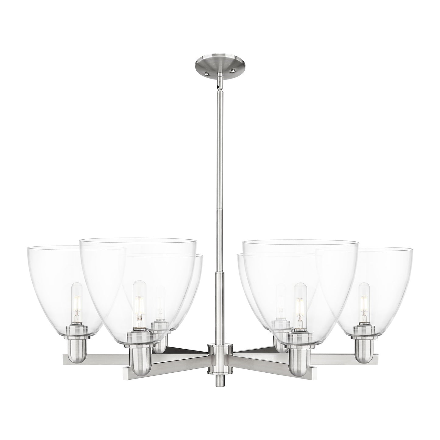 Innovations Bristol 39in 6-Light Chandelier | Industrial Satin Nickel and Clear Glass | Dining Room & Living Room | Model 716-6CR-SN-GBD-92