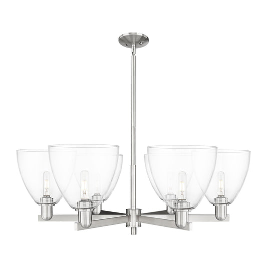 Innovations Bristol 39in 6-Light Chandelier | Industrial Satin Nickel and Clear Glass | Dining Room & Living Room | Model 716-6CR-SN-GBD-92
