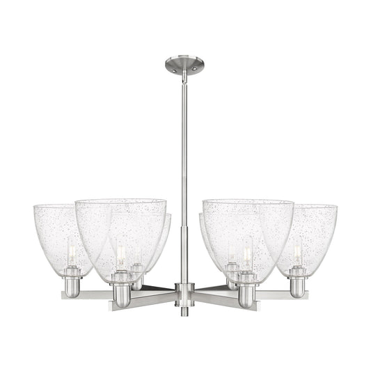 Innovations Bristol 39in 6-Light Chandelier | Industrial Satin Nickel and Seedy Glass | Dining Room & Living Room | Model 716-6CR-SN-GBD-94