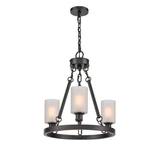 Innovations Clymer 20in 3-Light Mini Chandelier | Industrial Matte Black Steel and Matte White Glass | Kitchen Island & Dining | Model 820-BK-G801-LED