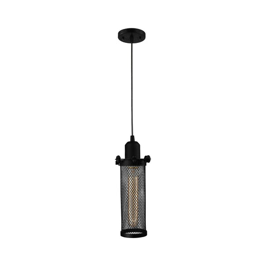 Innovations Quincy Hall 1-Light Mini Pendant | Industrial Matte Black Steel and Cast Brass with Matte Black Metal Shade | Model 900-1P-BK-CE216-BK