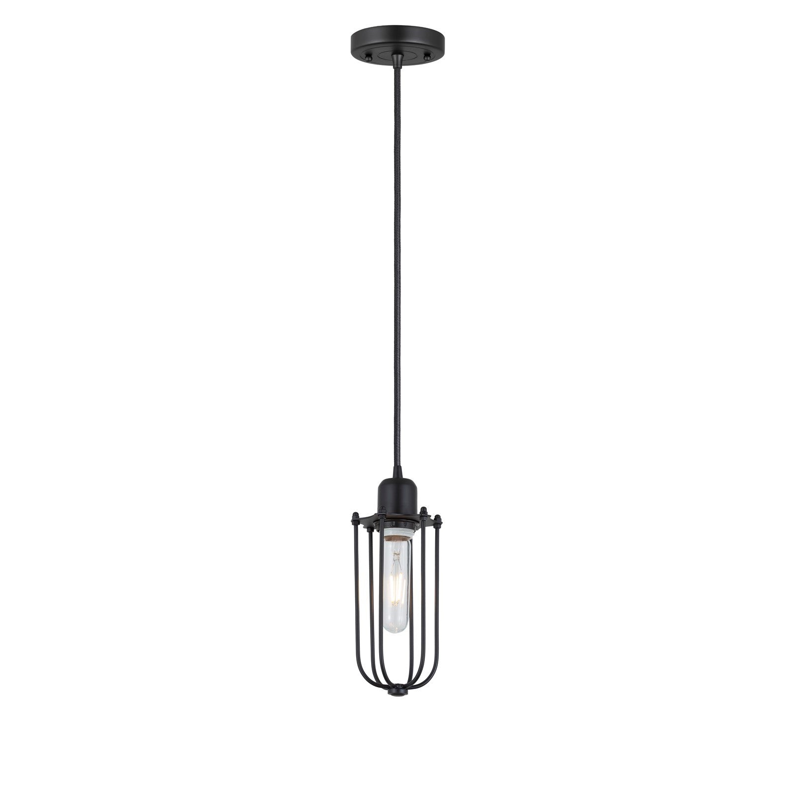 Innovations Muselet 1-Light Mini Pendant | Industrial Matte Black Steel and Cast Brass with Matte Black Metal Shade | Model 900-1P-BK-CE225-BK-LED
