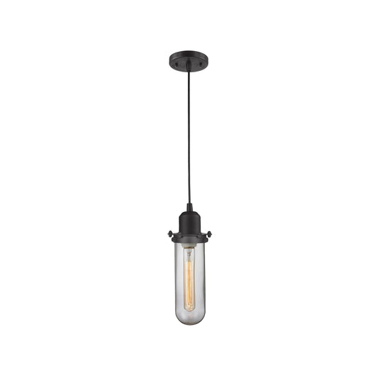 Innovations Centri 5in 1-Light Mini Pendant | Industrial Matte Black Steel and Clear Glass | Kitchen Island & Dining Room | Model 900-1P-BK-CE228-BK-CL