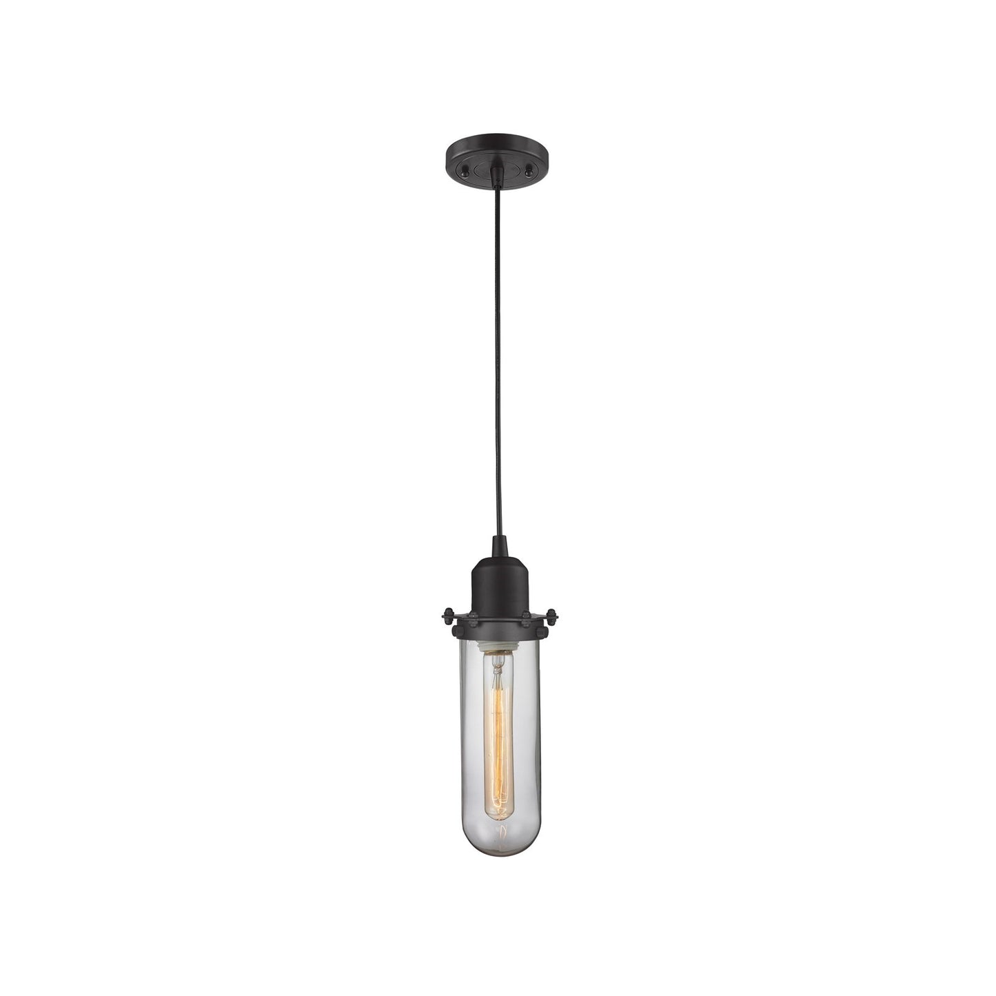 Innovations Centri 4.5in 1-Light Mini Pendant | Industrial Matte Black Steel and Clear Glass | Kitchen Island & Dining | Model 900-1P-BK-CE228-BK-CL-LED