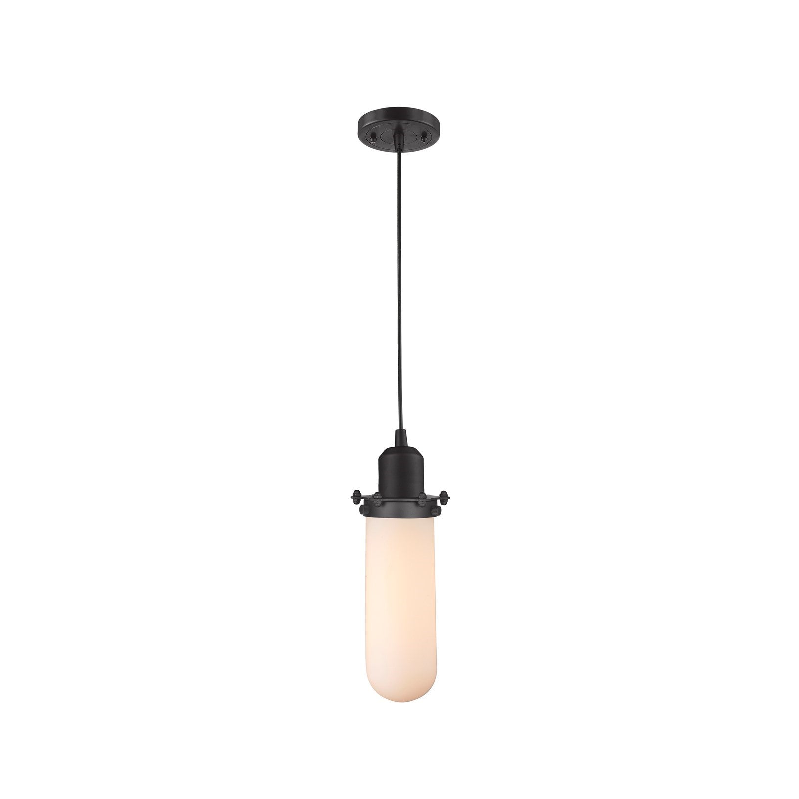 Innovations Centri 4.5in 1-Light Mini Pendant | Industrial Matte Black Steel and Matte White Frosted Glass | Kitchen | Model 900-1P-BK-CE228-BK-W-LED