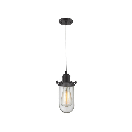 Innovations Centri 1-Light 4.5in Mini Pendant | Industrial Matte Black Steel and Clear Glass | Kitchen Island & Breakfast | Model 900-1P-BK-CE231-BK-CL
