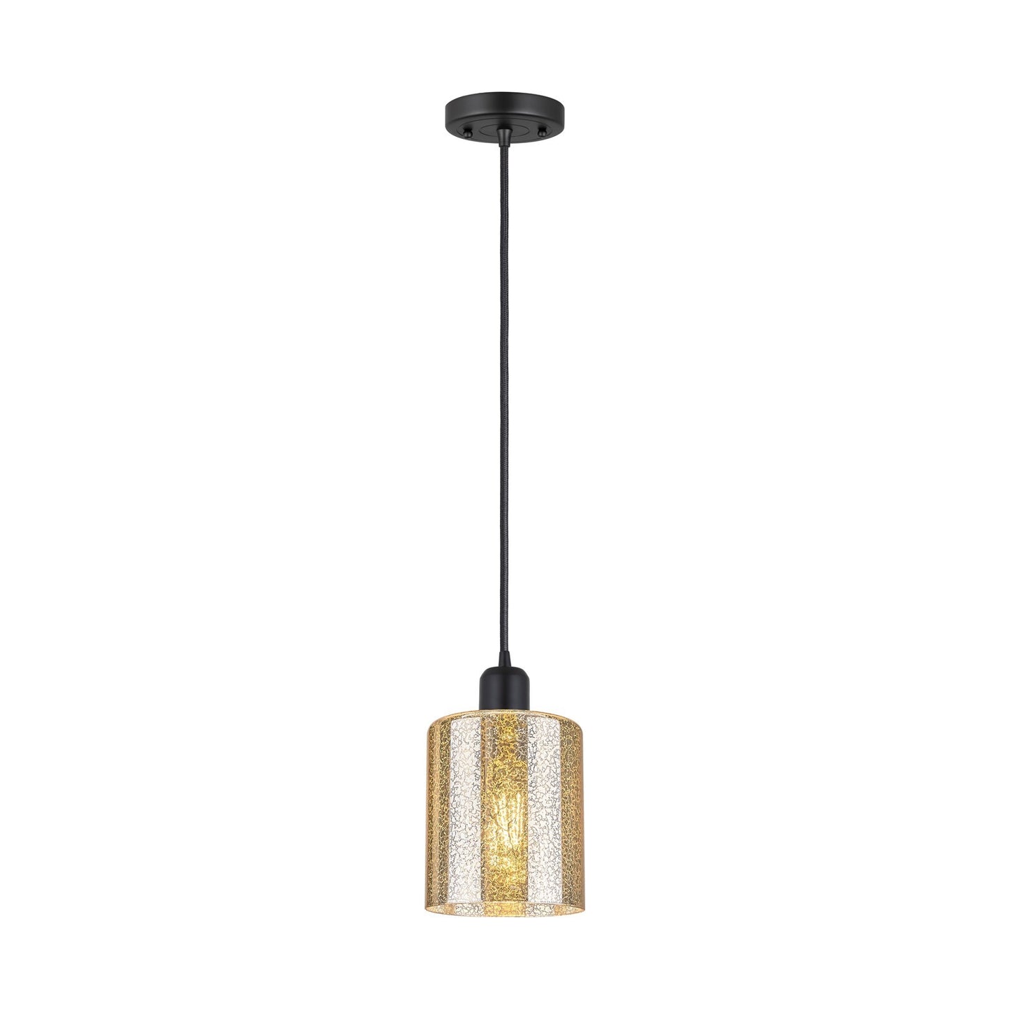 Innovations Cobbleskill 5in 1-Light Mini Pendant | Industrial Matte Black Steel and Mercury Glass | Kitchen Island | 5 x 5 x 9 in | Model 900-1P-BK-G116