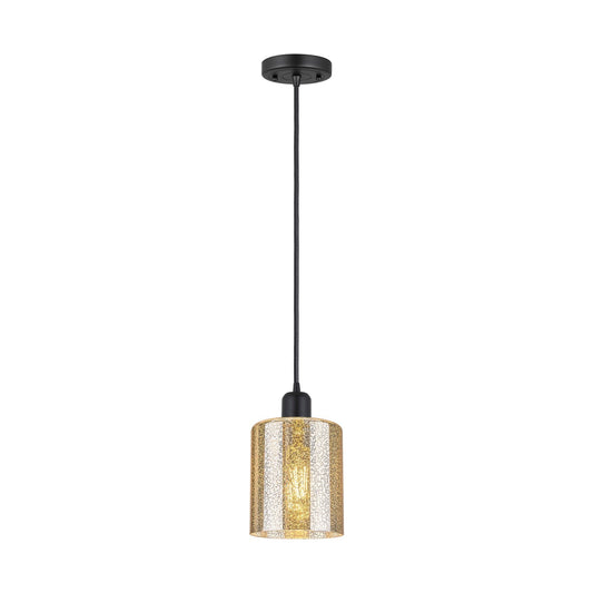 Innovations Cobbleskill 5in 1-Light Mini Pendant | Industrial Matte Black Steel and Mercury Glass | Kitchen Island | 5 x 5 x 9 in | Model 900-1P-BK-G116