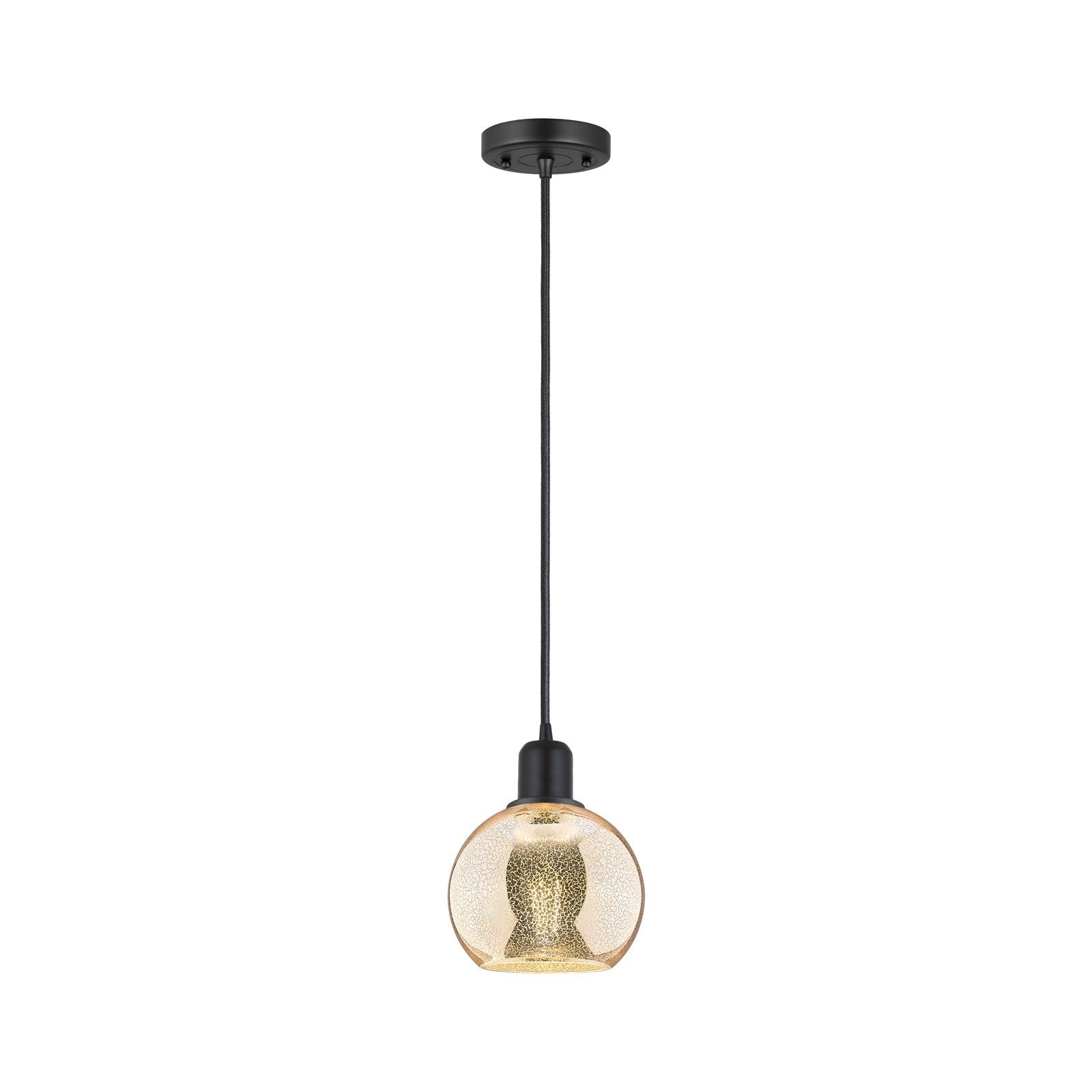 Innovations Athens 6in 1-Light Mini Pendant | Industrial Matte Black Steel and Mercury Glass | Kitchen Island | Model 900-1P-BK-G128-6