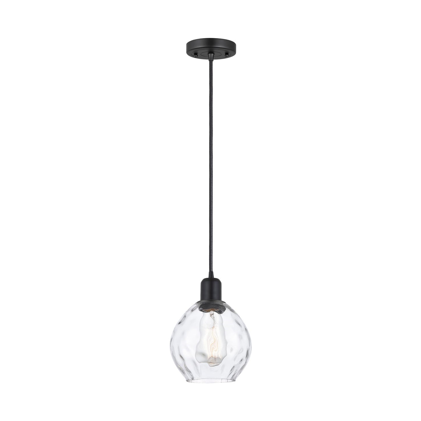 Innovations Waverly 6.25in 1-Light Mini Pendant | Industrial Matte Black Steel and Clear Glass | Kitchen Island & Dining Room | Model 900-1P-BK-G362