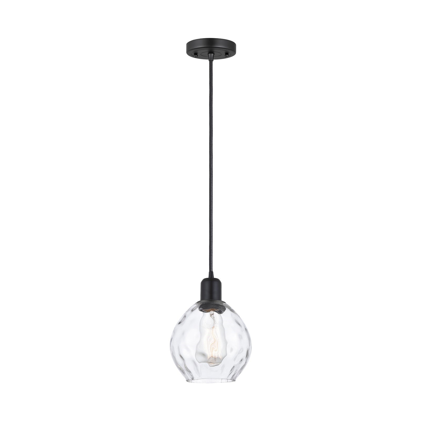 Innovations Waverly 6.25in 1-Light Mini Pendant | Industrial Matte Black Steel and Clear Glass | Kitchen Island & Dining Room | Model 900-1P-BK-G362