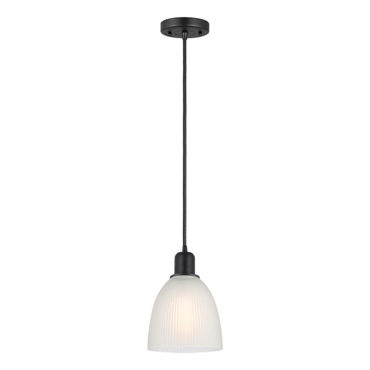 Innovations Castile 6in 1-Light Mini Pendant | Industrial Matte Black Steel and White Glass Dome | Kitchen Island & Dining Room | Model 900-1P-BK-G381