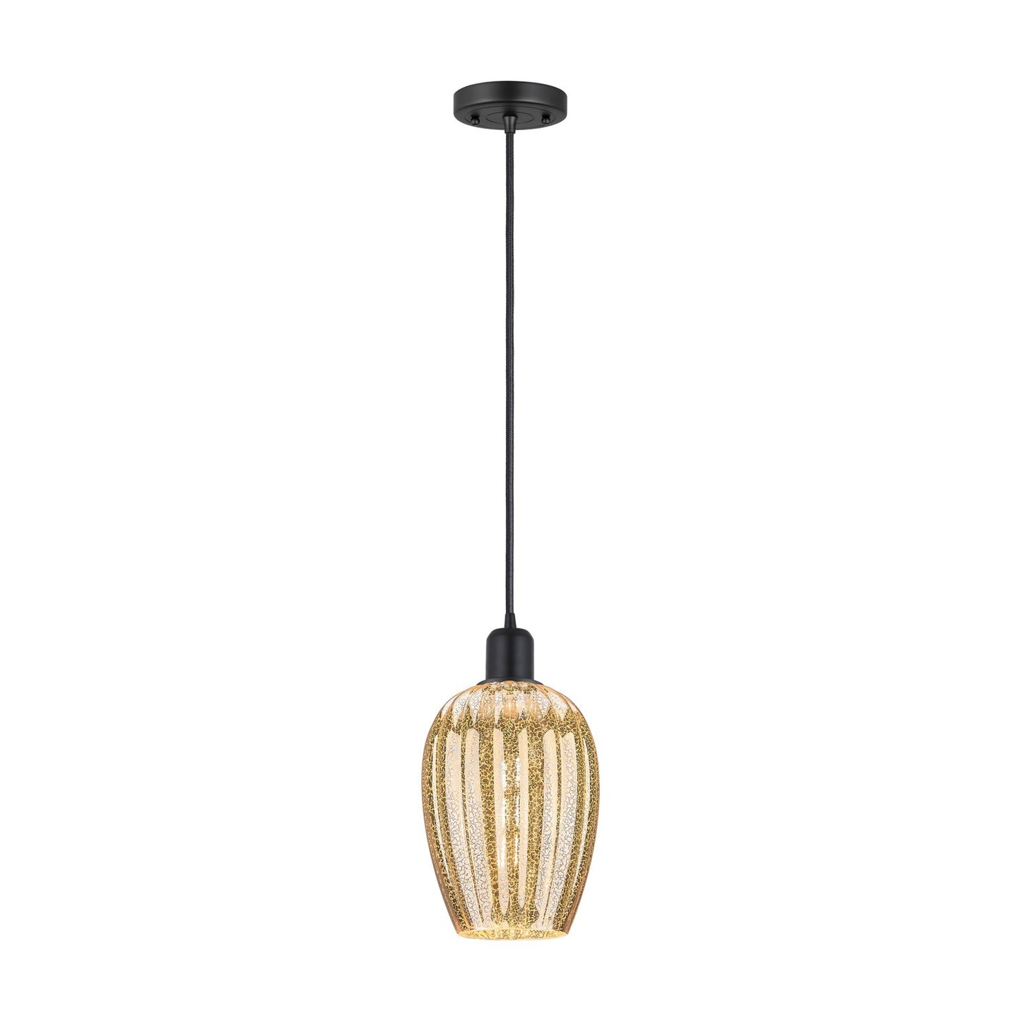 Innovations Preston Flute 6in 1-Light Mini Pendant | Industrial Matte Black Steel and Mercury Glass | Kitchen Island | Model 900-1P-BK-G457-6ME