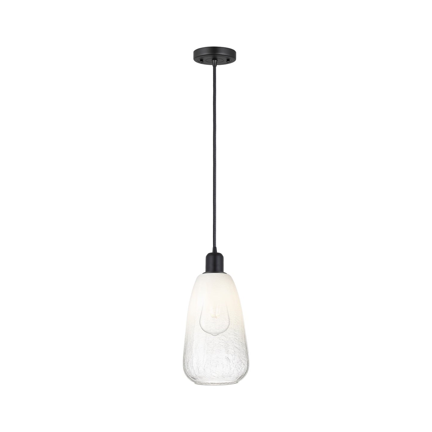 Innovations Brookhaven Almond 6in 1-Light Mini Pendant | Industrial Matte Black Steel and Opal Glass | Kitchen Island & Dining | Model 900-1P-BK-G480-6OP