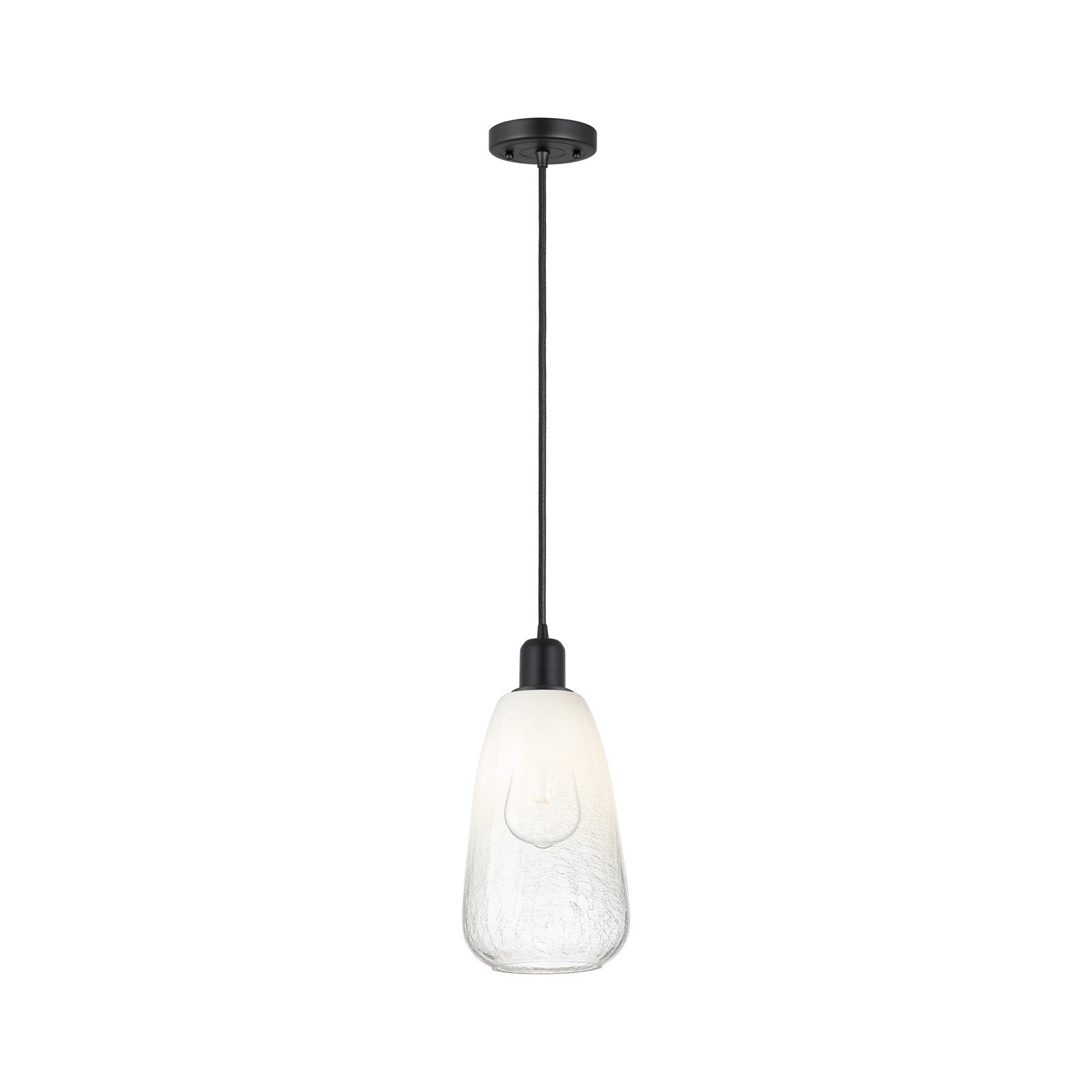 Innovations Brookhaven Almond 6in 1-Light Mini Pendant | Industrial Matte Black Steel and Opal Glass | Kitchen Island & Dining | Model 900-1P-BK-G480-6OP