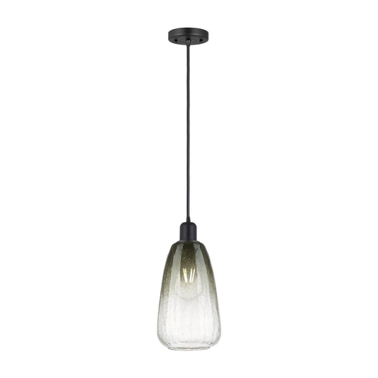 Innovations Brookhaven Almond 6in 1-Light Mini Pendant | Industrial Matte Black Steel and Slate Glass | Kitchen Island & Dining | Model 900-1P-BK-G480-6SL