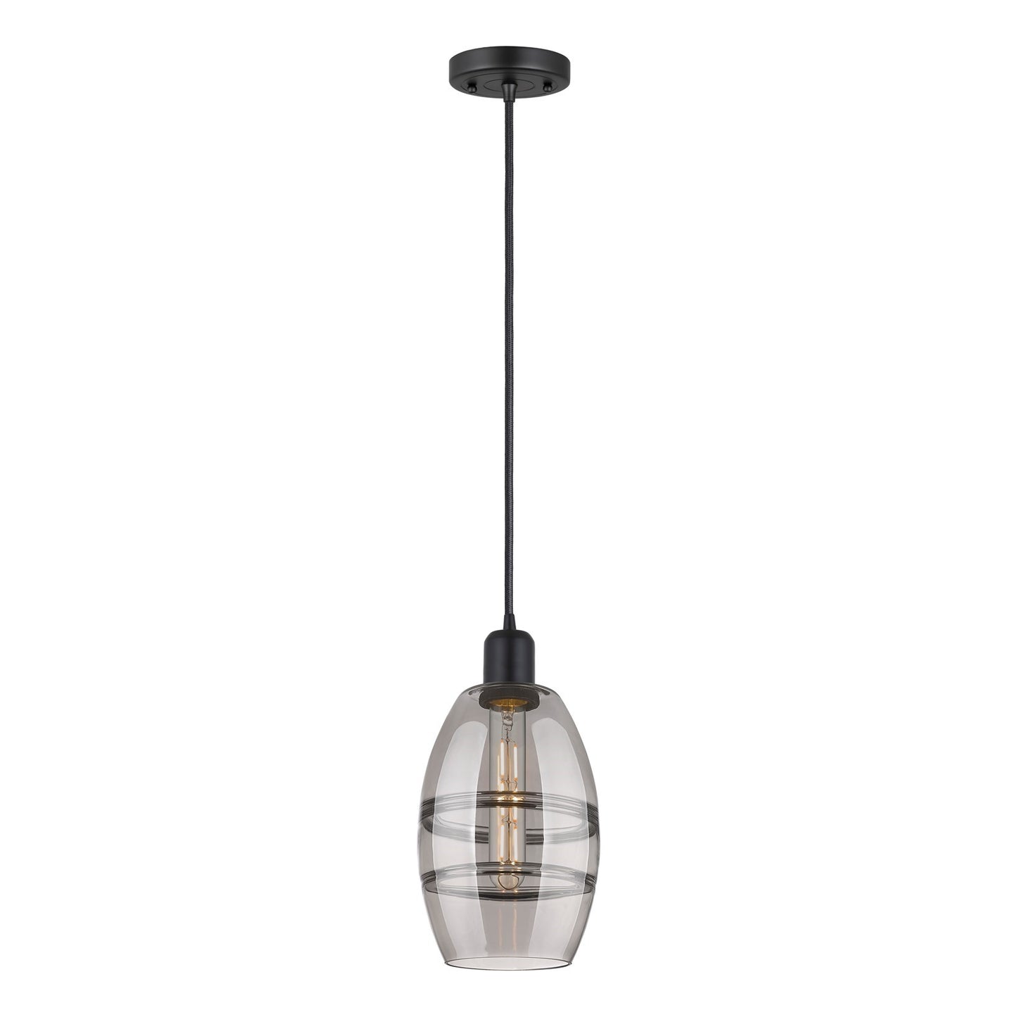 Innovations Vaz 6in 1-Light Mini Pendant | Industrial Matte Black Steel and Smoked Glass | Kitchen Island & Dining Room | Model 900-1P-BK-G557-6SM