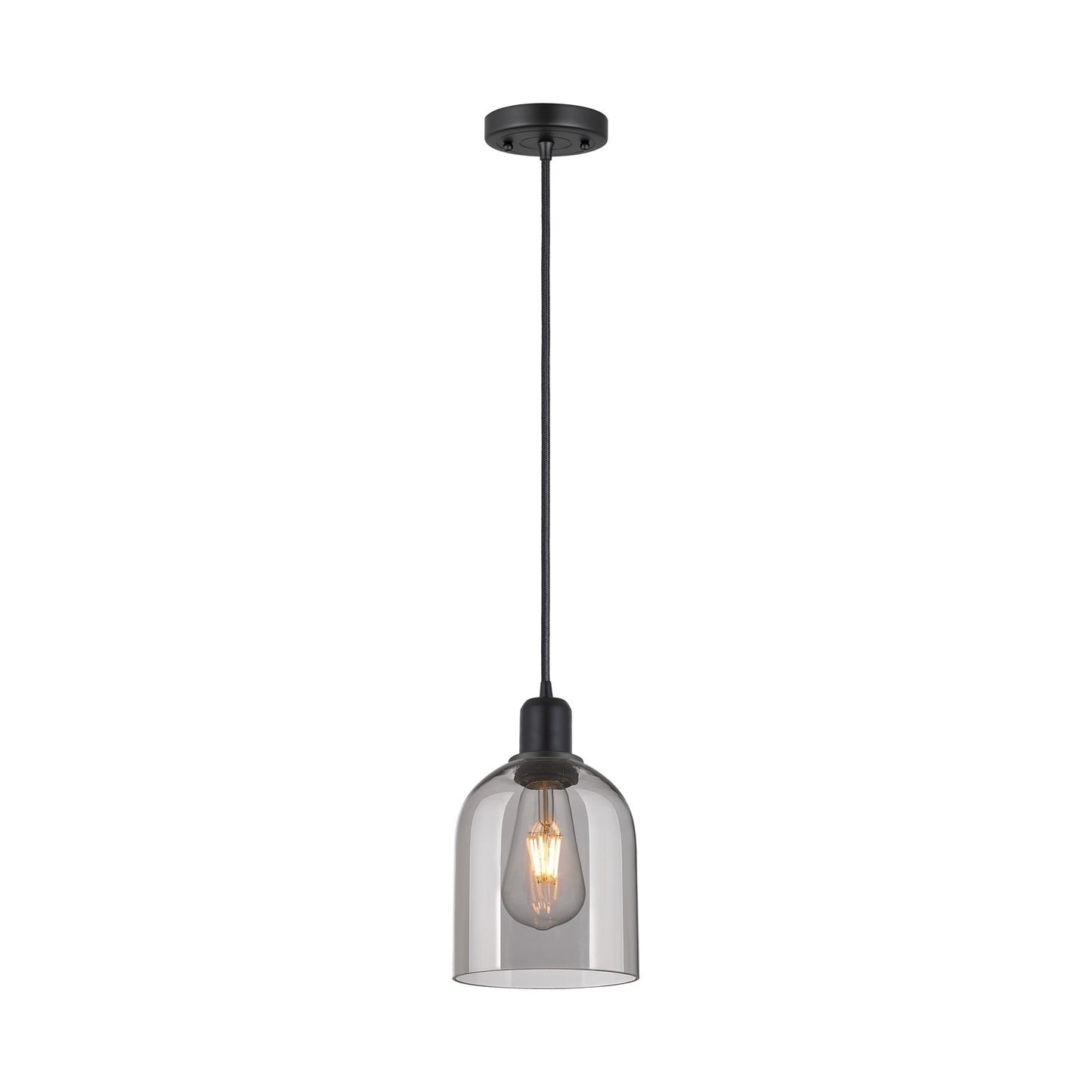 Innovations Bella 6in 1-Light Mini Pendant | Industrial Matte Black Steel and Light Smoke Glass | Kitchen Island | Model 900-1P-BK-G558-6SM