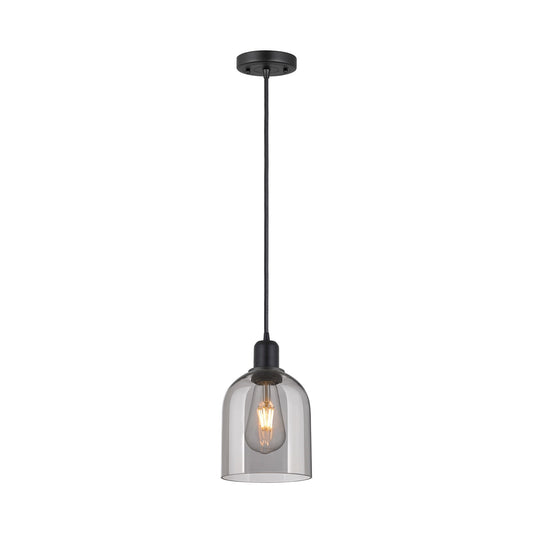 Innovations Bella 6in 1-Light Mini Pendant | Industrial Matte Black Steel and Light Smoke Glass | Kitchen Island | Model 900-1P-BK-G558-6SM