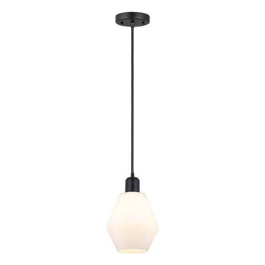 Innovations Cindyrella 6in 1-Light Mini Pendant | Industrial Matte Black Steel and Cased Matte White Glass | Kitchen Island & | Model 900-1P-BK-G651-6