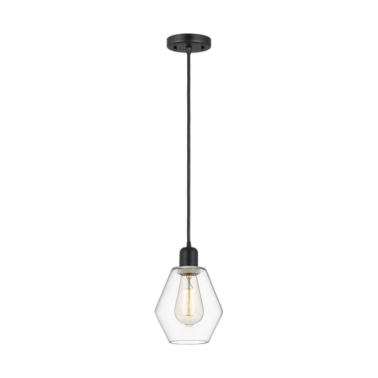 Innovations Cindyrella 6in 1-Light Mini Pendant | Industrial Matte Black Steel and Clear Glass | Kitchen Island & Dining Room | Model 900-1P-BK-G652-6