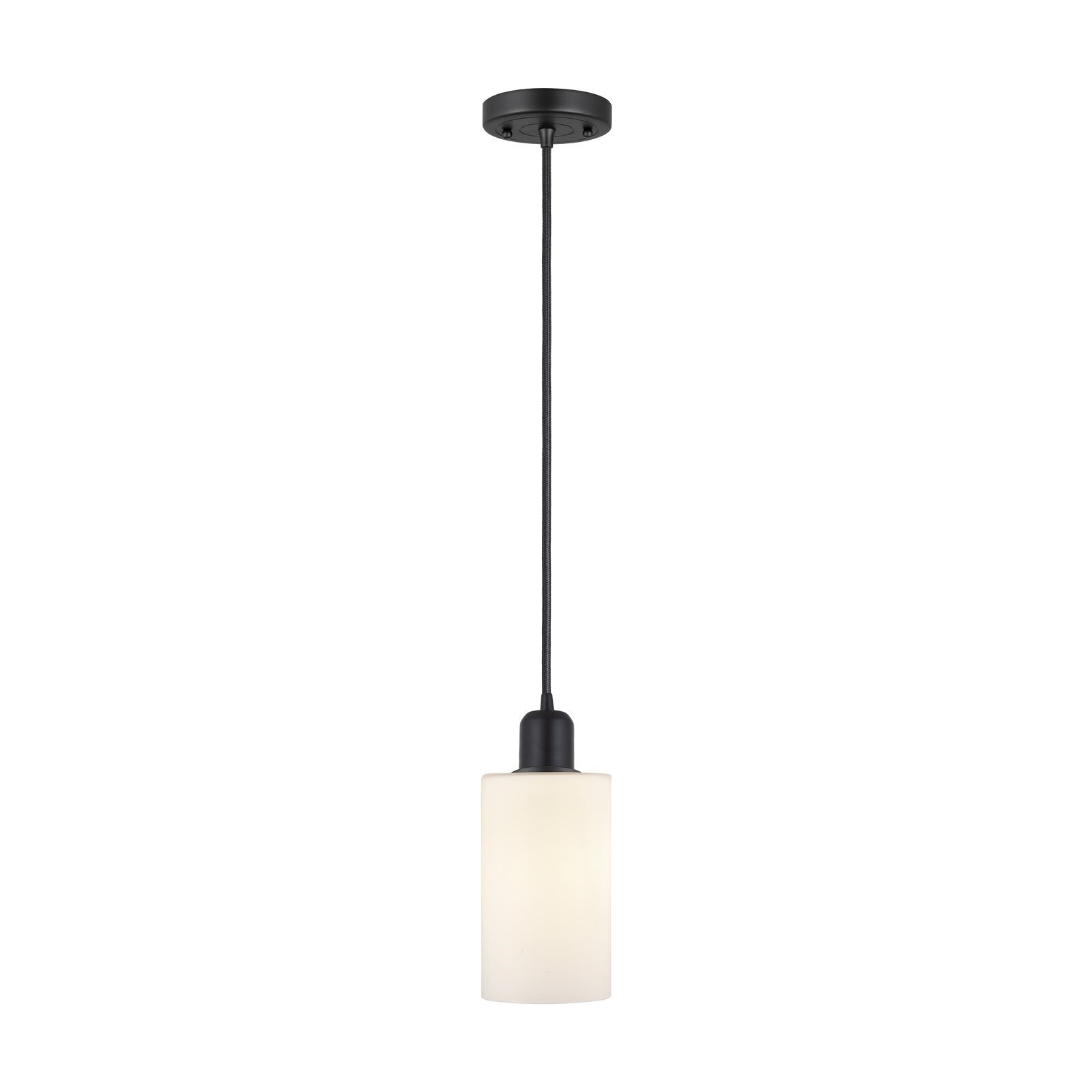 Innovations Clymer 4in 1-Light Mini Pendant | Industrial Matte Black Steel and Matte White Glass | Kitchen Island | Model 900-1P-BK-G801