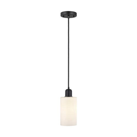 Innovations Clymer 4in 1-Light Mini Pendant | Industrial Matte Black Steel and Matte White Glass | Kitchen Island | Model 900-1P-BK-G801