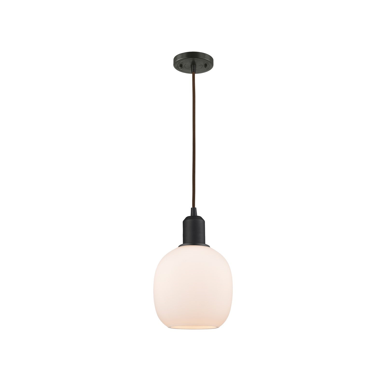 Innovations Belfast 6in 1-Light Mini Pendant | Industrial Oil Rubbed Bronze Steel and Cased Matte White Glass | Kitchen Island | Model 900-1P-OB-G101