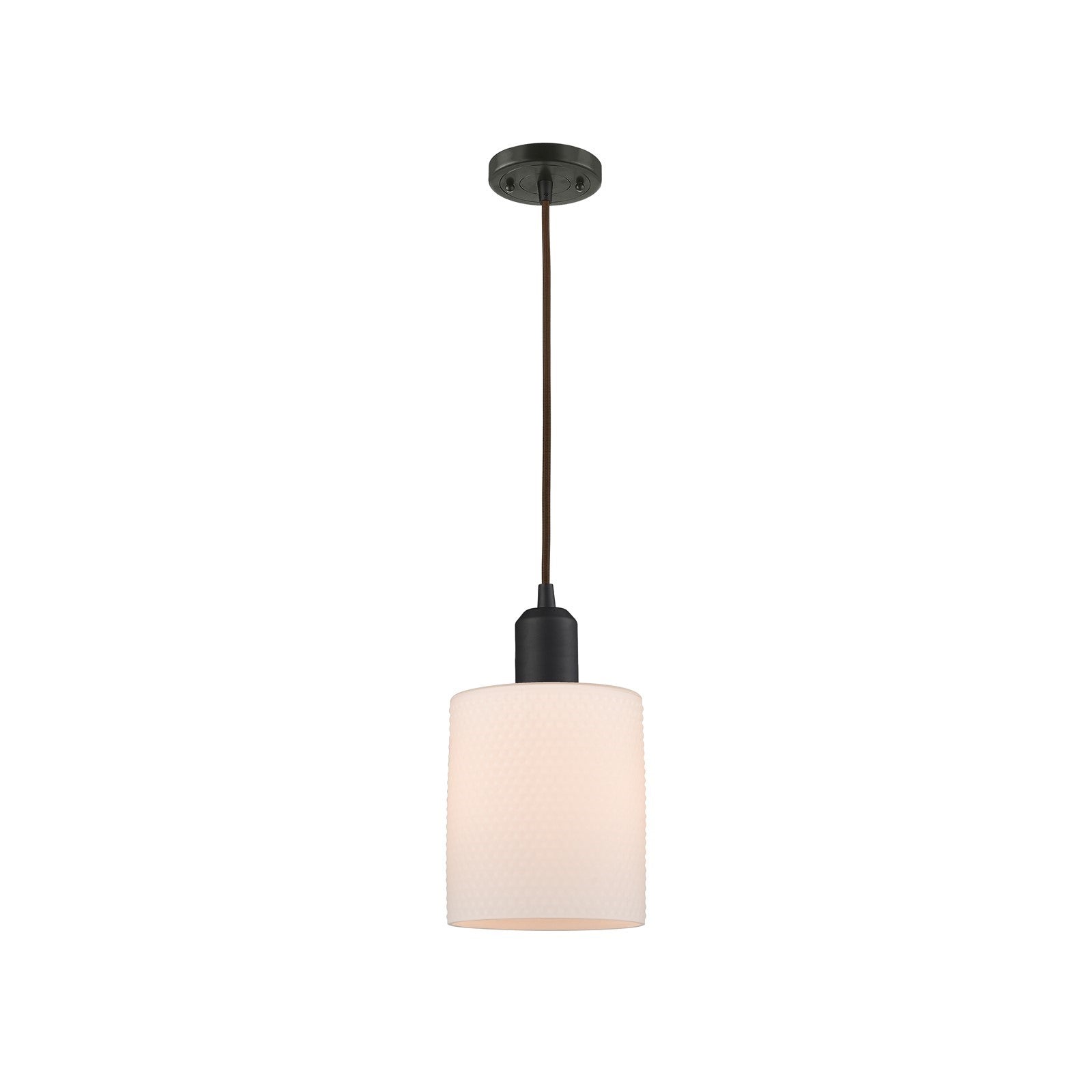 Innovations Cobbleskill 5in 1-Light Mini Pendant | Industrial Oil Rubbed Bronze Steel and Matte White Glass | Kitchen Island & | Model 900-1P-OB-G111