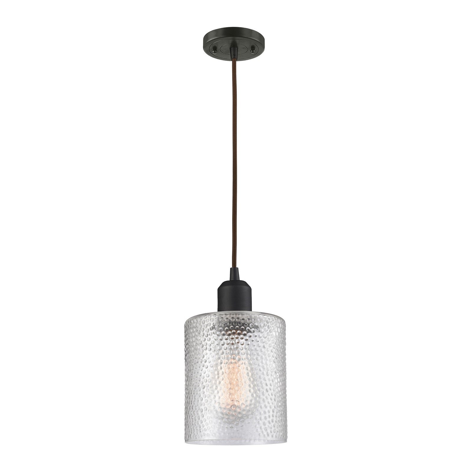 Innovations Cobbleskill 5in 1-Light Mini Pendant | Industrial Oil Rubbed Bronze Steel and Clear Glass | Kitchen Island | 5 x 9 in | Model 900-1P-OB-G112